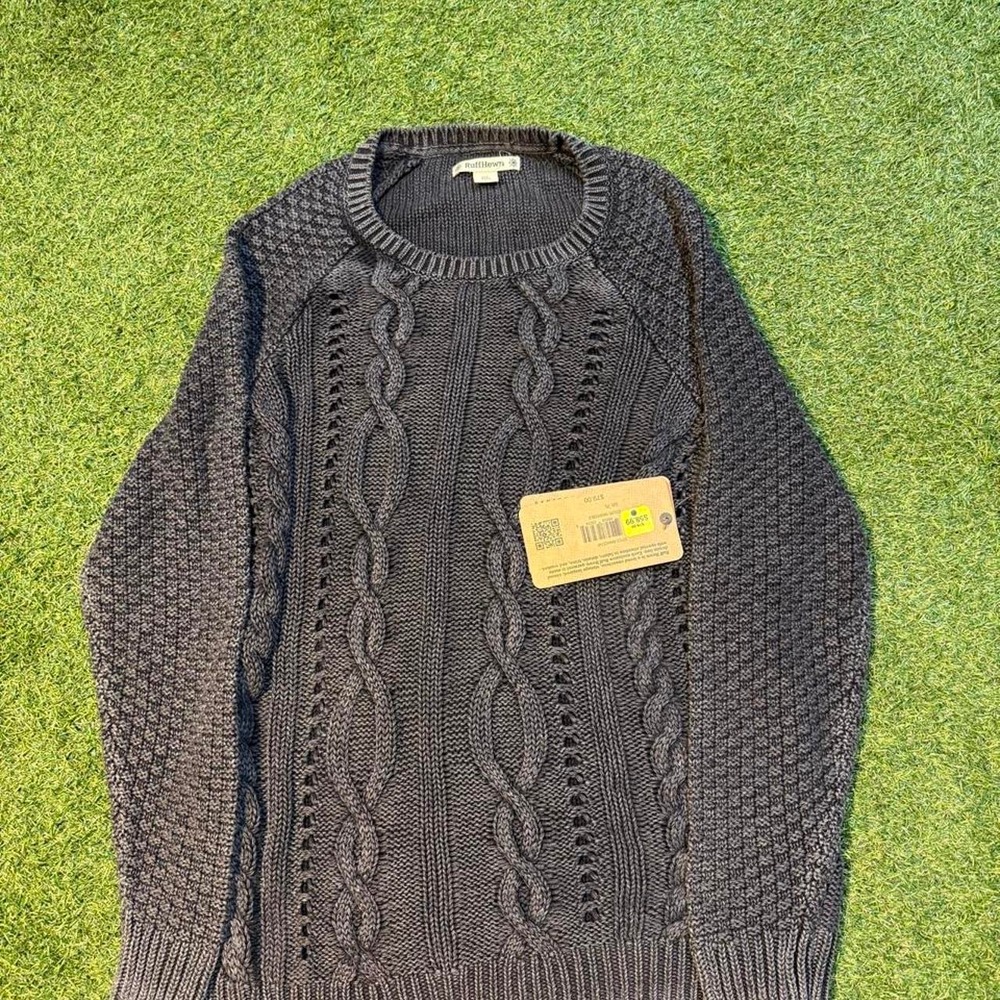 Ruff Hewn washed-black cable-knit sweater in petite large